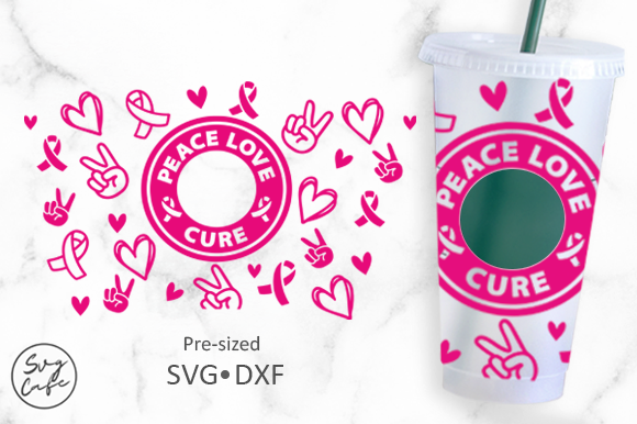 24OZ VENTI COLD CUP PEACE LOVE CURE Graphics for Crafts