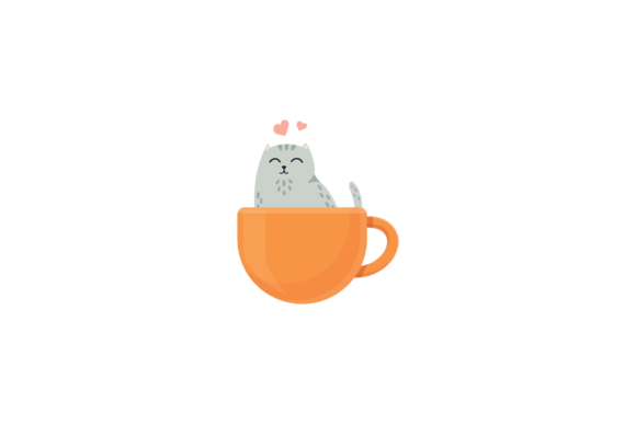 Cat Soaking in a Big Cup of Tea Svg Graphics
