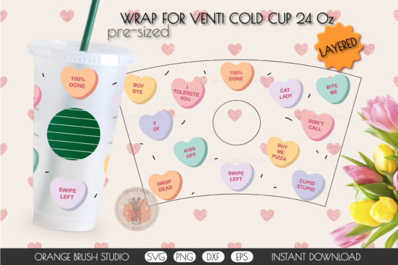 Conversation Hearts Wrap SVG for Graphics and Crafts