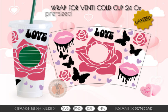 Dripping Love Wrap SVG 24 OZ Graphics