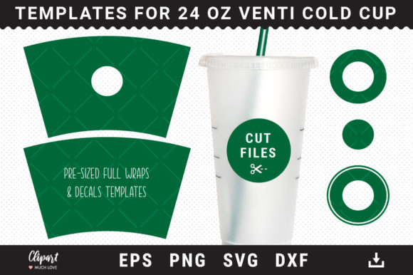 Full Wrap Venti Cold Cup 24 Oz Template