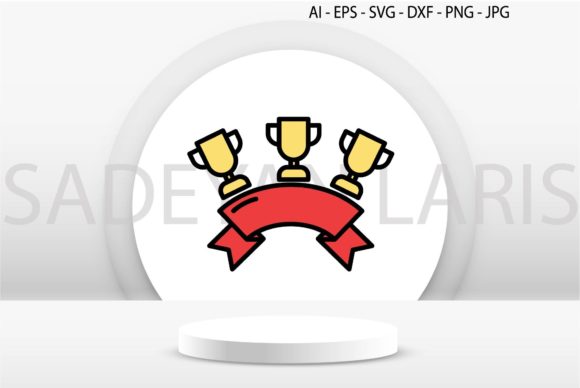 Graduation Icon Badge Cup Ribbon Red Svg Graphics