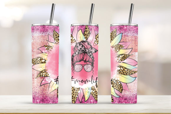Mom Life Pink 20oz Skinny Tumbler Graphics