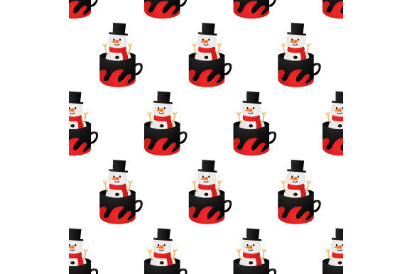 Pattern Cartoon Snowman Inside Cup Graphics