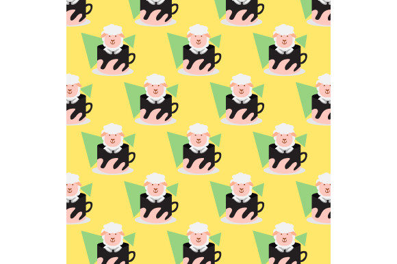 Seamless Pattern Inside Cup Animal Sheep Graphics