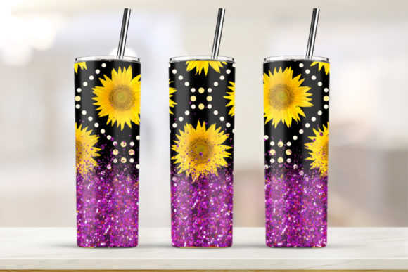 Seamless Sunflower Pink Skinny Tumbler Graphics