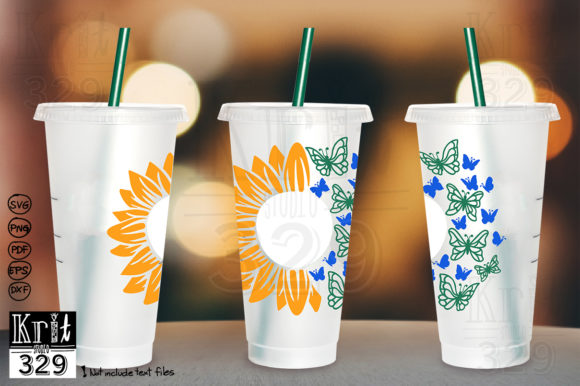 Sunflower Butterfly Wreath SVG Decal: Graphics for Crafts
