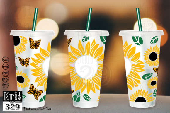 Sunflower Leaf SVG Decal Cold Cup: Graphics and Crafts