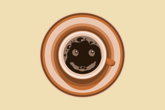 Top View Coffee As Happy Emoticon Graphics