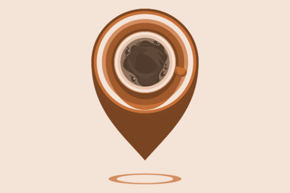 Top View Coffee As Location Pointer Graphics