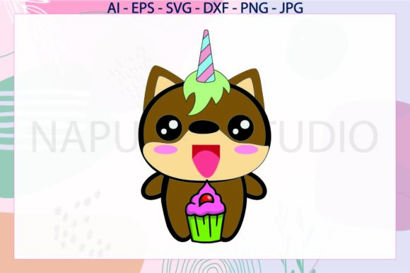 Unicorn Dog Cup Cake Birthday Candle Svg: Graphics for Playful Projects