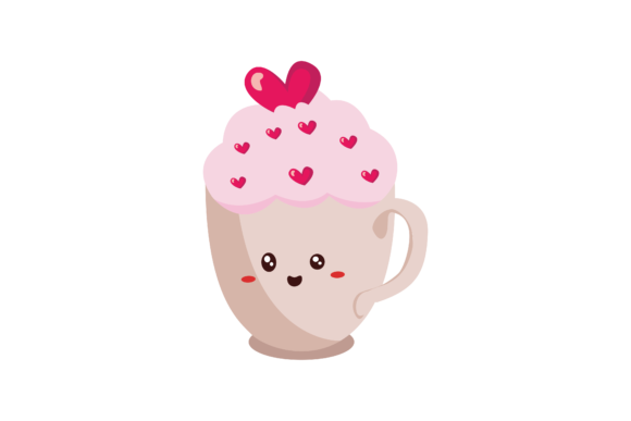 Valentine Kawaii Cup Cream Love Vector Graphics